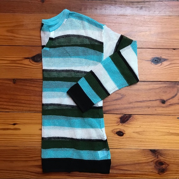 Talbots Teal Green White Striped Linen Sweater, EUC, SP - Picture 12 of 14